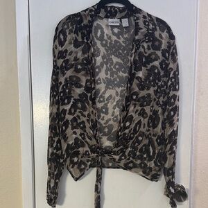 Chico's Leopard Print Wrap Blouse